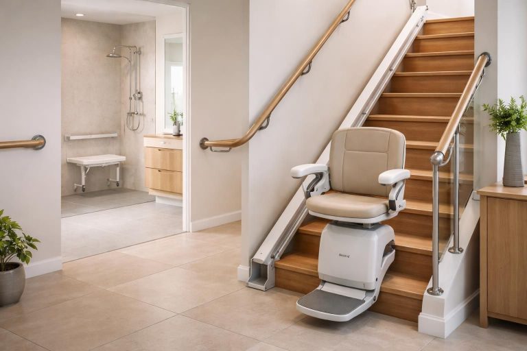 Adapter votre maison pour seniors avec barres Pellet, monte-escalier Stannah et douche PMR